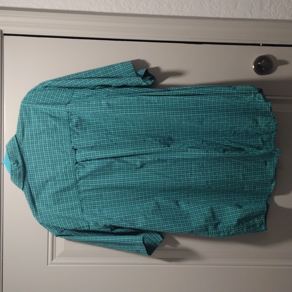 Xxl Chaps short sleeve button down shirt green and blue plaid - Picture 6 of 7